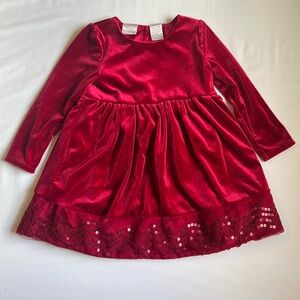 Koala Kids Red Long Sleeve Velvet Christmas Dress Size 18-24 Months